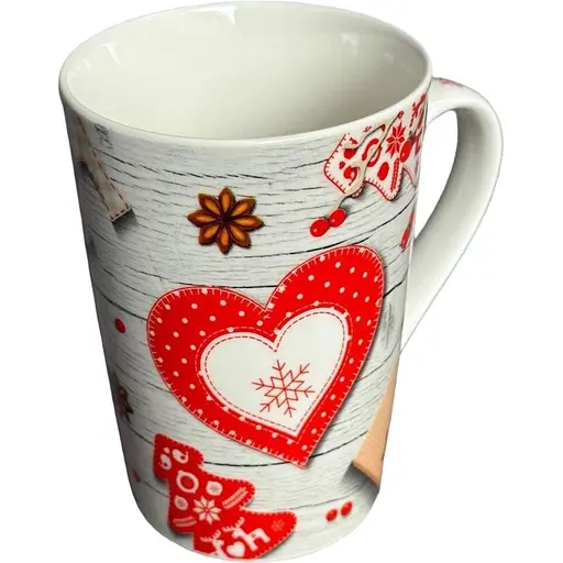 Чашка новогодняя Tanto T3694-1 керамика в подарочной упаковке 350 мл Белая с серим - фото 1
