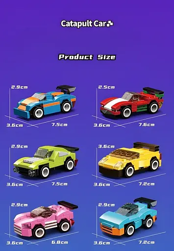 Конструктор детской машинки WOMA набор из 8 штук с катапультой из коллекции автомобили 560 деталей - фото 5