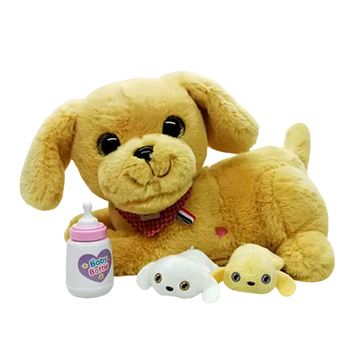 Игрушка интерактивная мама-собака с щенками, 933-140E, 25 см, мягкая, беременная собака (в ассортименте)