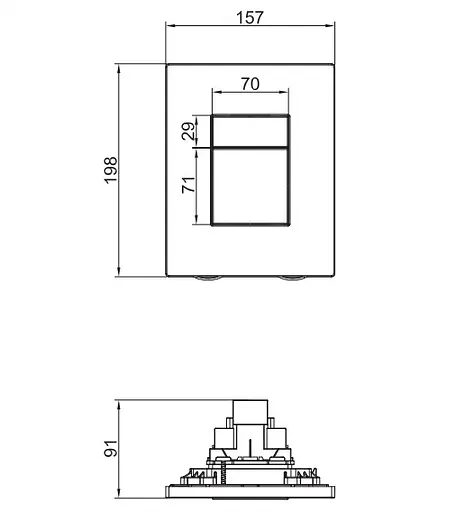 Панель змиву пластикова Koer KT-0607-07 157x198x3mm, кнопка квадратна KR5345, Графит - фото 4