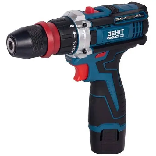 Шурупокрут-дриль акумуляторний Zenit Профі ЗПША-12/20 DFR 12В 2х2 А/год 25 Нм 350·1500 об/хв 1 кг