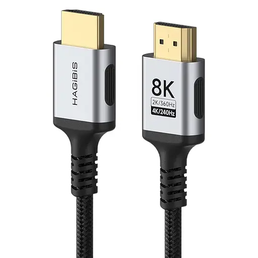 Кабель HAGiBiS HDMI - HDMI 2.1 48Gbps High Speed 8K/60Hz 4K/240Hz 2K/360Hz (HM06) 1m - фото 2