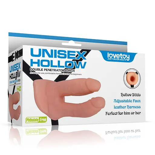 Страпон для двойного проникновения LoveToy Unisex Hollow Double Penetrator 18 см телесный - фото 5