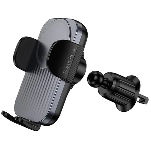Автотримач з БЗП Borofone BH221 Path 15W (air outlet) Black / Metal gray - фото 2