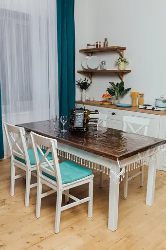 Скатерть силиконовая с белой жемчужной бахромой Elit 300х120 см - фото 3