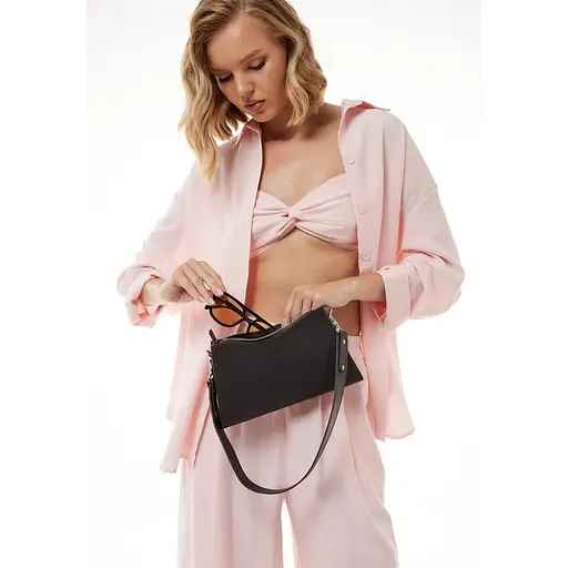 Жіноча шкіряна сумка Sally темно-коричнева - фото 1