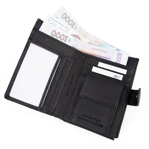 Чоловіче шкіряне портмоне з відділенням для паспорта De Esse LC47835-1X чорне - фото 2
