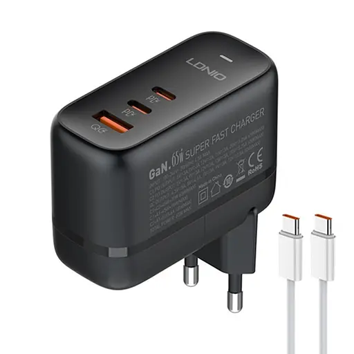 Мережевий зарядний пристрій адаптер живлення LDNIO Q366 3 порти 65 W - фото 1
