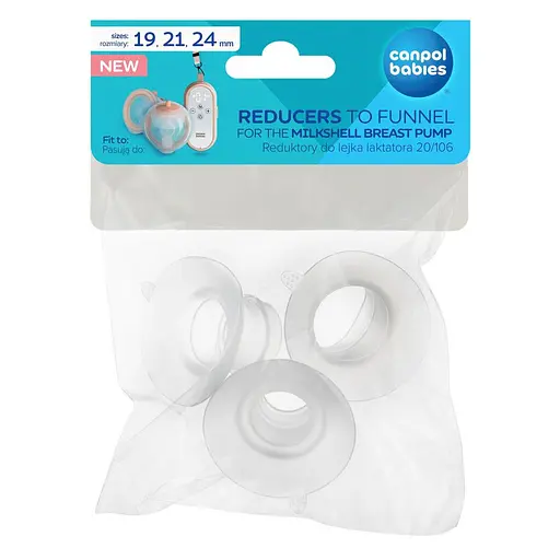 Переходники Canpol babies 19, 21 и 24 мм для лейки молокоотсоса MilkShell 20/106 (20/114) - фото 2