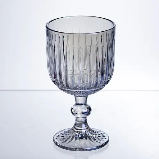 Набір келихів для вина 6 штук по 300 мл ребристих із товстого скла синій HP-19-237 келих для білого червоного вина прозорий Yiwu HP-19-237 - фото 3