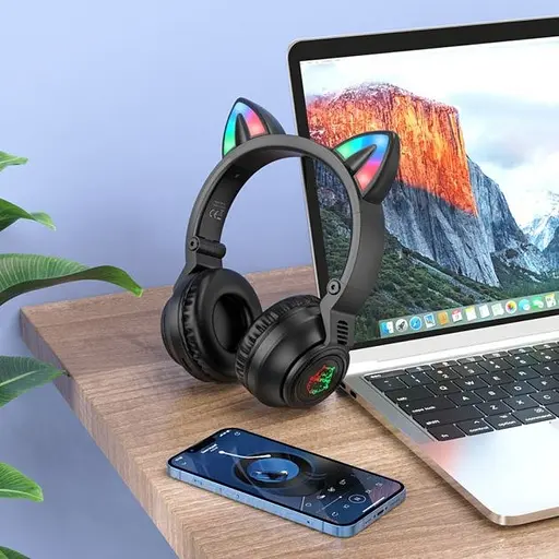 Беспроводные Bluetooth наушники Borofone BO18 Cat Ear черный - фото 6
