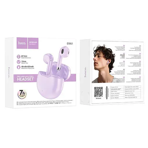Навушники Hoco June true wireless BT headset EW61 BT5.3 40/320mAh 7h - фото 2