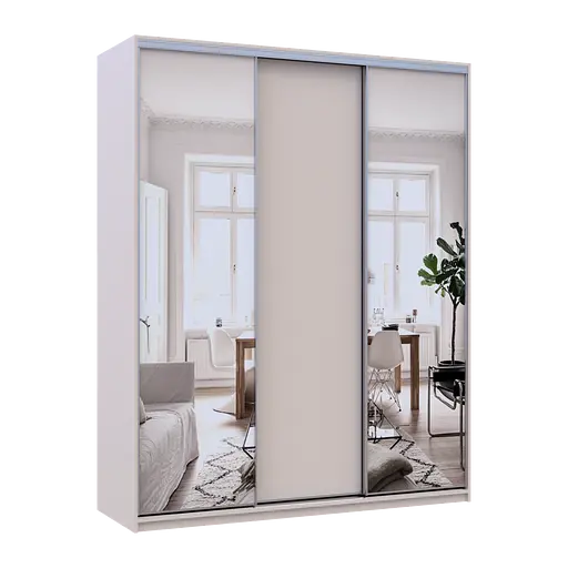 Шкаф купе Doros Сити Лайт Кашемир 1 ДСП/2 зеркала 180х60х225 (80736368) - фото 3