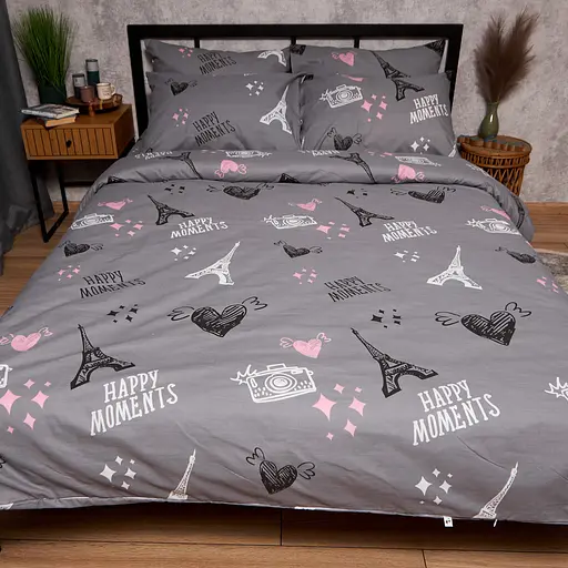 Комплект постільної білизни Moon&Star Бязь Gold Люкс Paris Moments King Size 220x240 наволочки 2х70х70 - фото 2