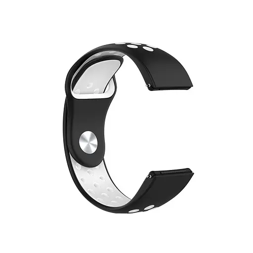 Ремешок силиконовый Boorui для часов 20 мм Nike design черный с белым (с кнопкой) - фото 2