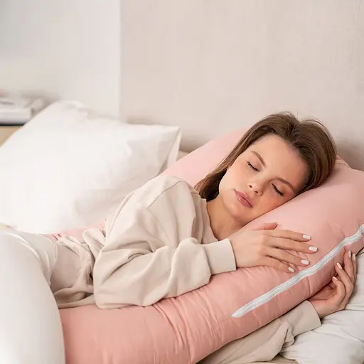 Подушка Sonex Basic Flex для беременных и отдыха П-образная антиаллергенная 135x68x25 розовая (SO102578) - фото 7