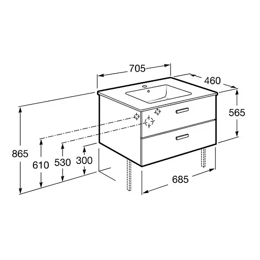 Тумба з умивальником Roca Victoria Basic 70 см береза A855853422 - фото 2