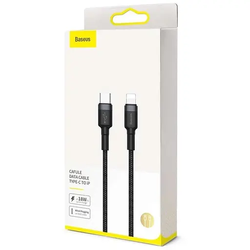 Кабель Baseus Cafule Cable Type-C to iP PD 20W 1m Gray+Black - фото 2