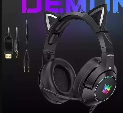 Наушники Onikuma K9 Cat Ear 3.5mm черные - фото 3