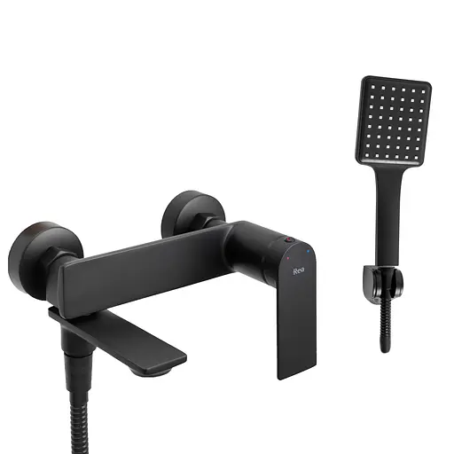 Смеситель для ванны Rea Storm настенный с изливом black REA-B9989 Черный матовый - фото 1