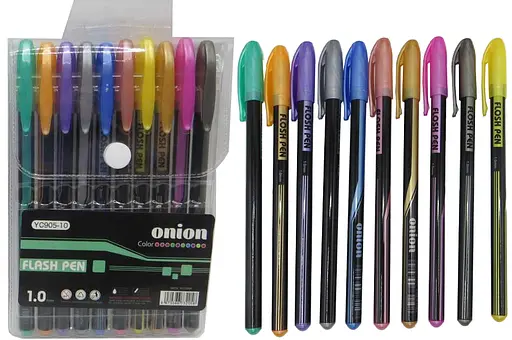 Набор гелевых ручек, 10 шт., с металлическим эффектом, PVC