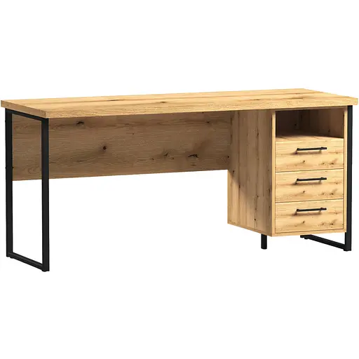 Стіл прямий лофт з тумбою ОП-173 Orange-Line 1600х600х750 Чорний/Дуб Евок прибережний