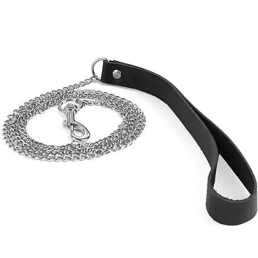 Повідець на ланцюжку із натуральної шкіри Art of Sex - Leash, колір Чорний - фото 3