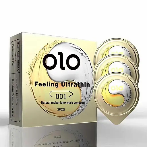 Гладкі презервативи ультратонкі Olo Ice and Fire 0,01 мм Ваніль з подвійною змазкою M 51-54 мм - фото 1