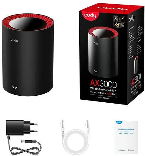 MESH-система Cudy Mesh-система WiFi 6 2.5G M3000 Black (1-Pack) дводіапазонний (73-00519) - фото 4
