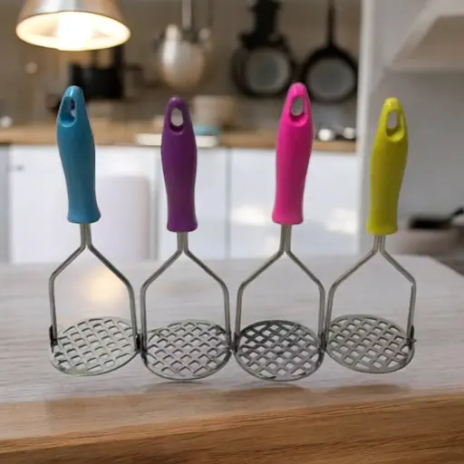 Толкушка картофелемялка для картошки с пластиковой ручкой 22.5 см, Kitchen Master Голубой 86711 - фото 5