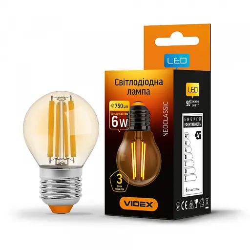 LED лампа VIDEX Filament G45FA 6W E27 2200K бронза - фото 1