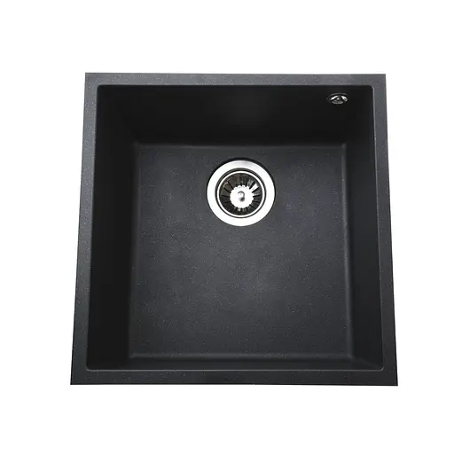 Гранитная мойка Globus Lux Ammer чорный металик 440x440 мм А0001, Черный - фото 1