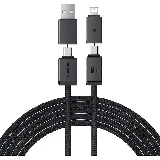 Кабель Baseus Versatile Two-for-Two Fast Charging Cable U+C to C+L 60W 2 м Cosmic Черный