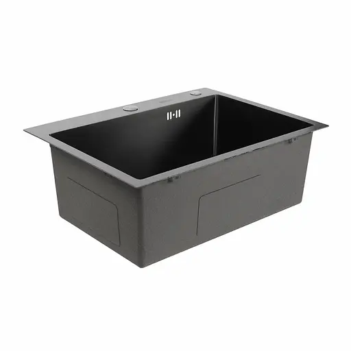 Кухонная мойка Platinum Handmade PVD 600x450x220 черная (толщина 3,0/1,5 мм корзина и дозатор в комплекте), Черный - фото 3