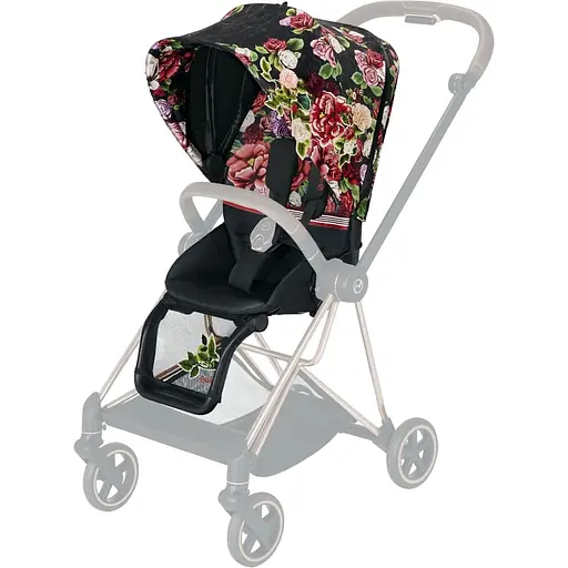 Люлька Cybex Mios Lux R Spring Blossom Dark + Комплект текстилю для прогулянкового блоку Cybex Mios Spring Blossom Dark + Шасі для коляски Cybex Mios LS RBA Chrome Brown - фото 7