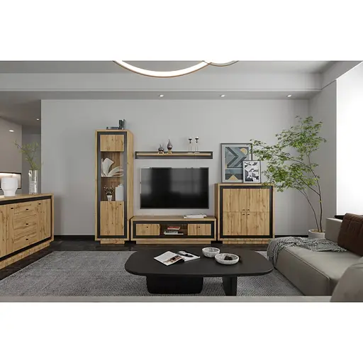 Пенал-витрина Гербор Антарес REG1W Дуб Тахо + Черный (GRB-1053)