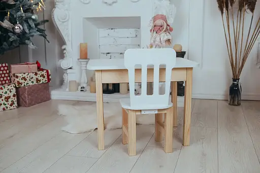 Дитячий столик з ящиком та стільчиком для навчання та малювання (Білий) - фото 5