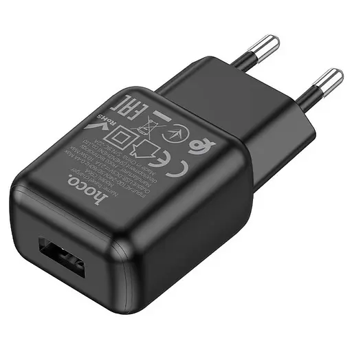 Адаптер питания - зарядное устройство Hoco C96A выход 1 USB-A 10.5W черный - фото 1