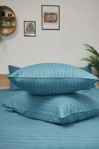 Комплект постельного белья Moon&Star полуторный 143х210 наволочки 4х70х70 Stripe Green Satin Stripe - фото 5