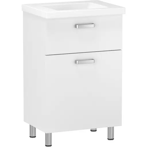 Тумба для підлоги RJ Flora-B з умивальником Moduo K116-011 60 см Білий RJFU039-0160WHSET(RJFU039-0160WH+K116-011) Білий - фото 1