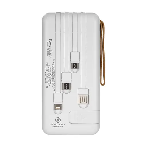 Повербанк 20000mAh Power Bank Kraft KPB-1120L White LED-фонарь (43-00054) - фото 3