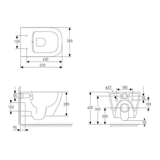 Унитаз подвесной Volle Solo Rimless 13-55-111 с сидением Soft Close Slim - фото 2