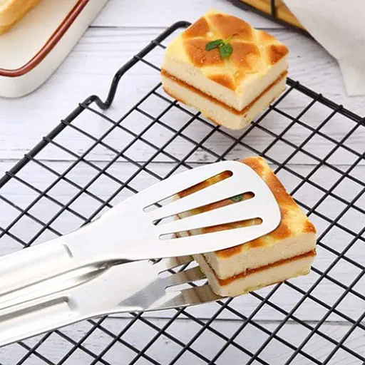 Щипці лопатки кухонні універсальні з нержавіючої сталі для грилю, м'яса, барбекю 28 см, Kitchen Master Сріблястий 86956 - фото 8