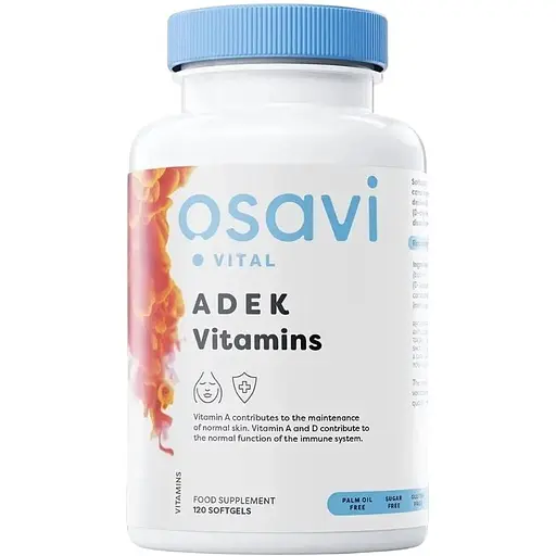 Вітамінний комплекс Osavi ADEK Vitamins, 120 капсул жиророзчинних вітамінів