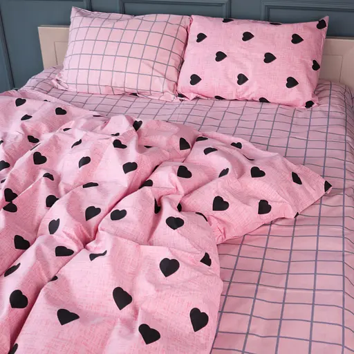 Комплект постільної білизни Mirson Hearts & Grid бязь 175х210 см (2200011632964)