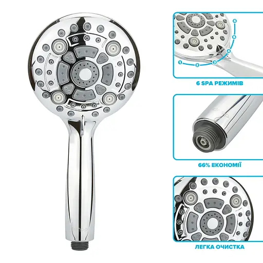 Водосберегающая душевая лейка Drop SPA6F-MULTI120 "Туман" с 6 SPA потоками - Экономия 66% - фото 3