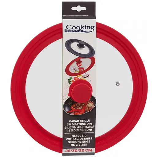 Стеклянная крышка Heinner с силиконовым ободом красная (HR-AER-28D32R) - фото 4