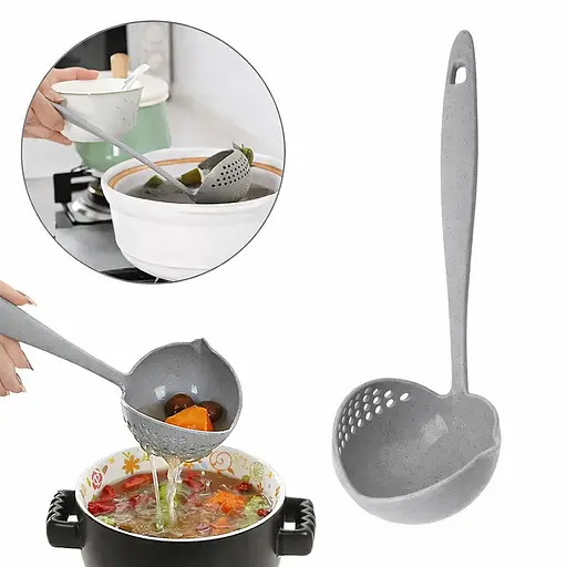 Ополоник-шумівка MagicKitchen 2 в 1 із ситом для супу та проціджування Сірий 88307 - фото 2