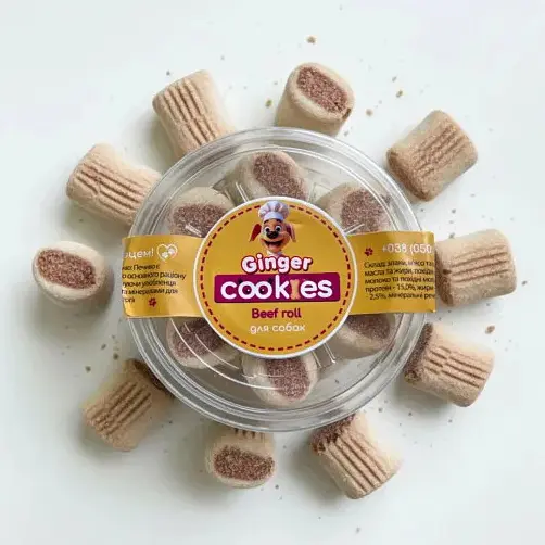 Лакомство для собак Печенье Ginger Cookies Beef Roll 130 г  - фото 2
