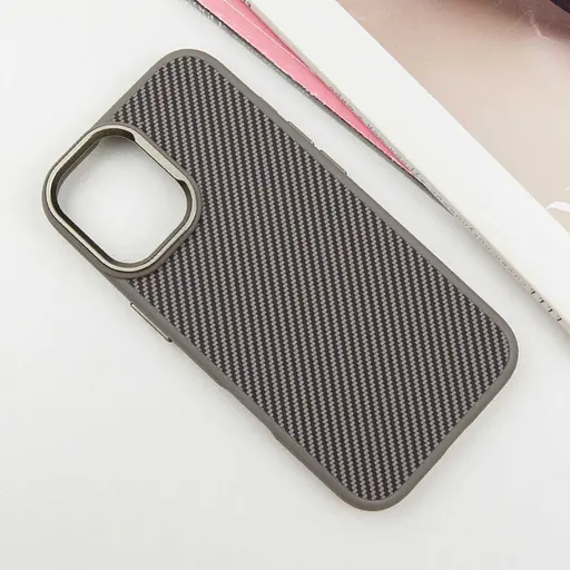 Чехол Epik TPU+PC Carbon with MagSafe для Apple iPhone 16, 6.1 Grey - фото 2